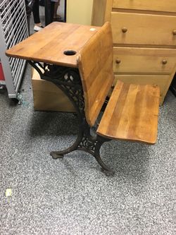 Antique schoolhouse desk. Seat can fold up. Great condition!