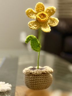 Brand New,  Crocheted, Daffodil In Pot