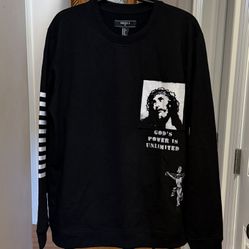 MENS FOREVER 21 JESUS “GOD POWER IS UNLIMITED” SWEATSHIRT PULLOVER SZ XL BLACK