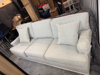 3-Seat Light Gray Upholstered Sofa