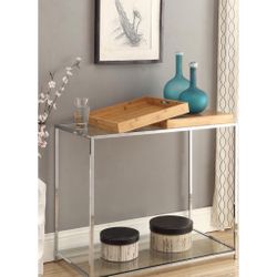 High Quality New In Box Tempered Glass Top Console Table with Trays