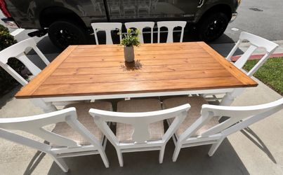 Farmhouse Dining Table Set + 8 Chairs