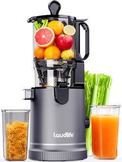 LAUDLIFE Cold Press Juicer  with 5.9” chute, integrated 100oz Capacity Hopper & Strained design , easy clean & BPA Free
