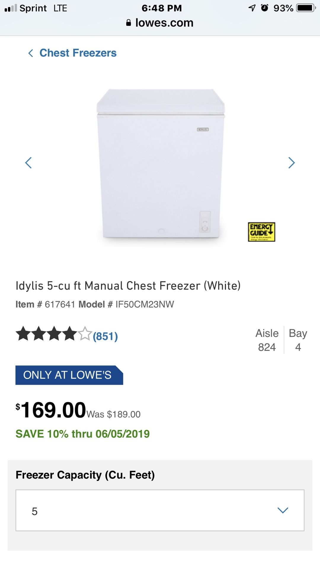 Idylis mini chest freezer for Sale in New Tripoli, PA OfferUp