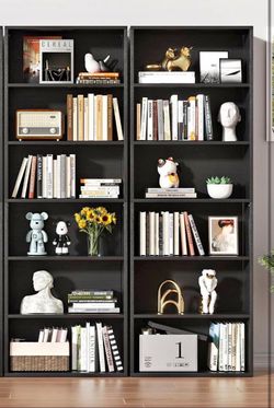 Set of 2,6-Tier Bookshelf, Modern Open Bookcase,6 Shelf Display Storage Shelves Floor Standing, 71 “