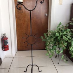 Wrought iron black double candle stand