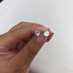 Cubic Zirconia & Sterling Silver Stud Earrings NIB