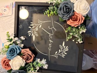 Wedding “Cards” Sign with Floral Décor – Dusty Rose & Blue