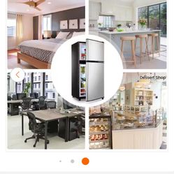 Jeremy Cass 3.5 cu. ft. Compact Refrigerator Mini Fridge in Silver with Freezer and 2-Doors