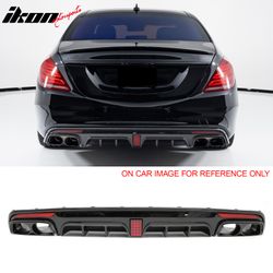 Fits 2014-2017 Benz S-Class W222 Gloss Black Brabus Style Rear Diffuser & Exhaust