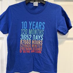 Little Boy’s 10 years, 120 Months, 3652 Days Old Birthday T-shirt $8