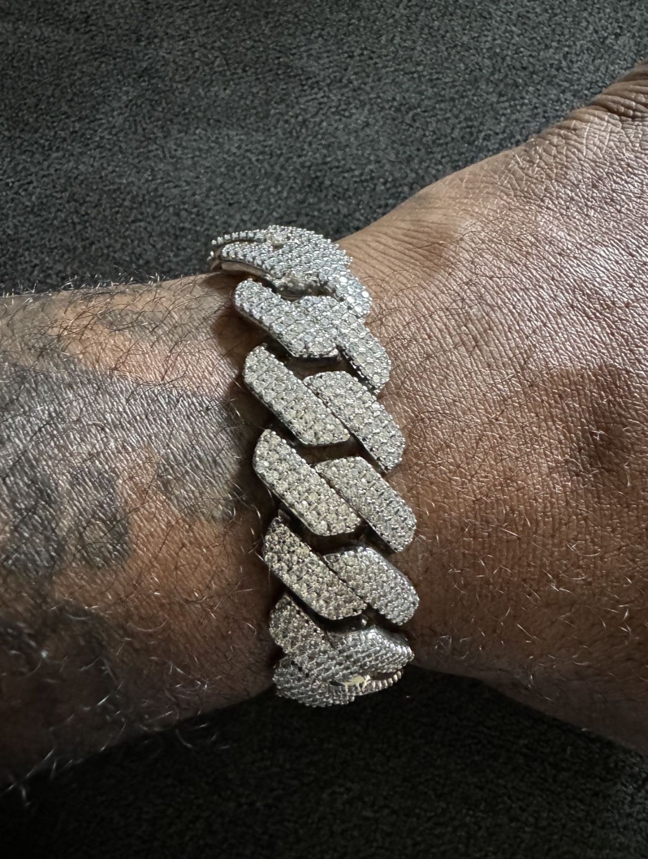 Silver 8" 20mm CZ Iced Cuban Link Bracelet