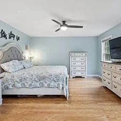 Antiqued White King Bedroom Set For Sale  