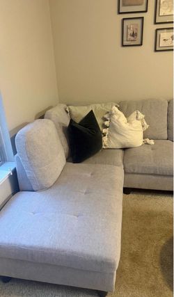 Grey couch sectional with ottoman
