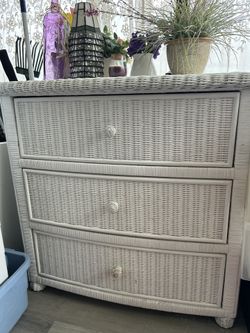 3 Drawer Wicker Dresser