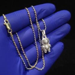 Collectible Custom 925 Sterling Silver 5.19g 4mm B/0 Labubu Pendant 0.96"-100% Customized 3D Printed 