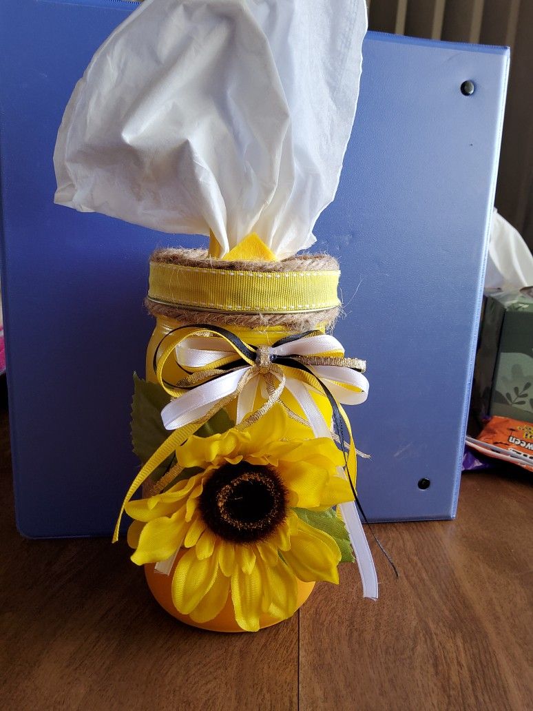 Hand Made Sunflower Tissue Holder