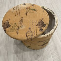 Circular Storage Ottoman 18” - Vintage Aesthetic