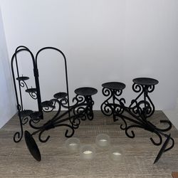 Candle Holder Lot Wrought Iron 