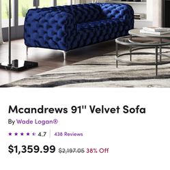 Gray Velvet Sofa 
