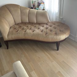 Gold Tufted Velvet Chaise Lounge