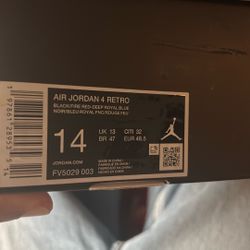Air Jordan 4s Size 14 Brand New 