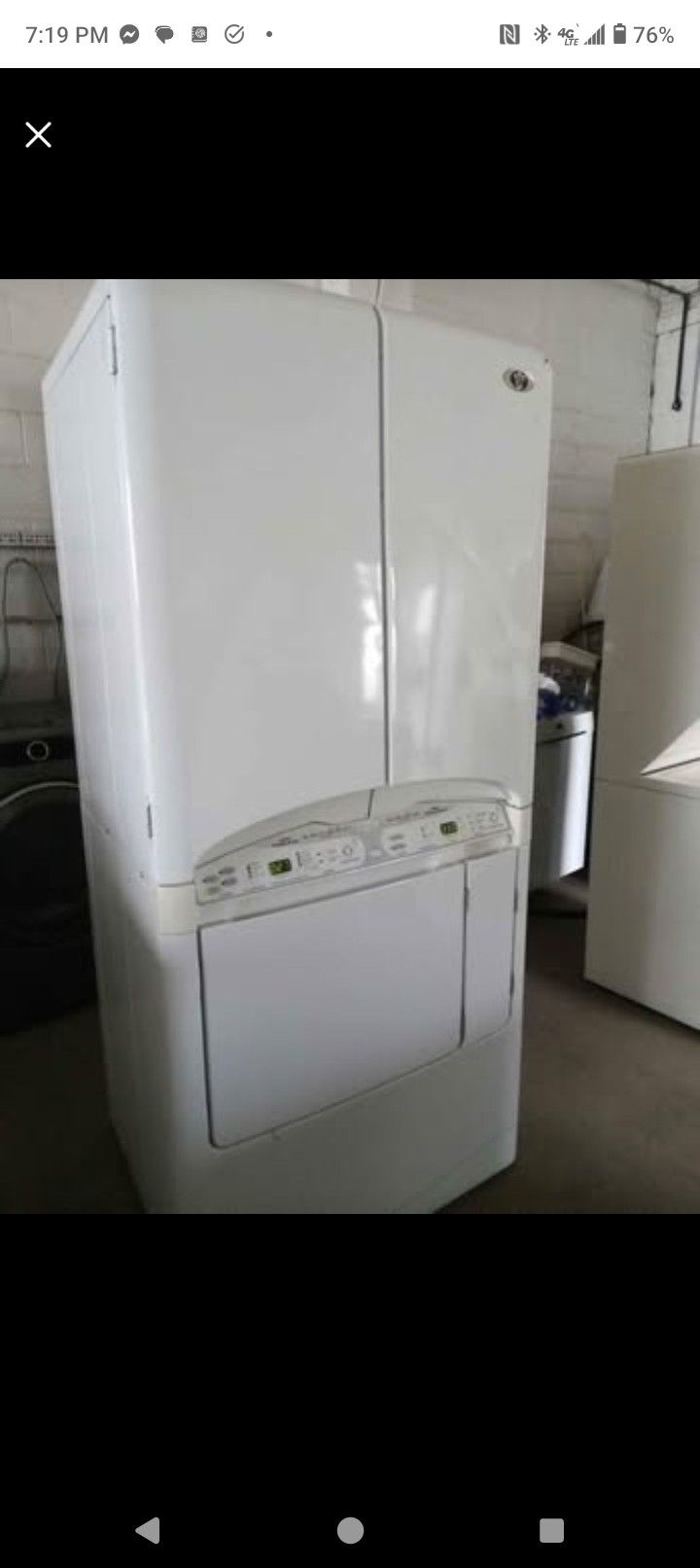 Maytag Double Cabin Gas Dryer: 70"Hx32"Wx27"D. New Out Of Box