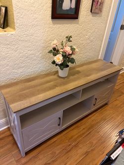 Farmhouse TV Stand with Cabinet Storage