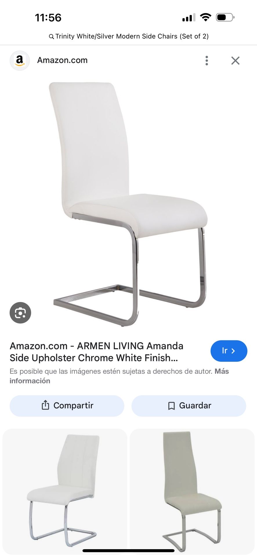 Trinity White/ Silver Modern Side Chairs (Set of 2)