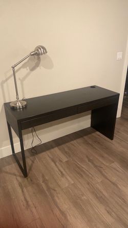 IKEA Micky Desk in Black/Brown with 2 l large Drawers W56”xD19.5”