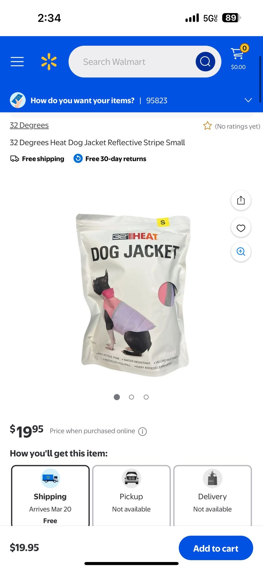 32 Degrees Heat Dog Jacket Reflective Stripe In MEDIUM