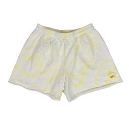 Alo Yoga Tie Dye Sweat Shorts Medium M Yellow 4.5” Inseam Gym Running Training