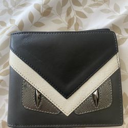 FENDI Tri Color Leather Bag Bugs Eyes Bifold Wallet