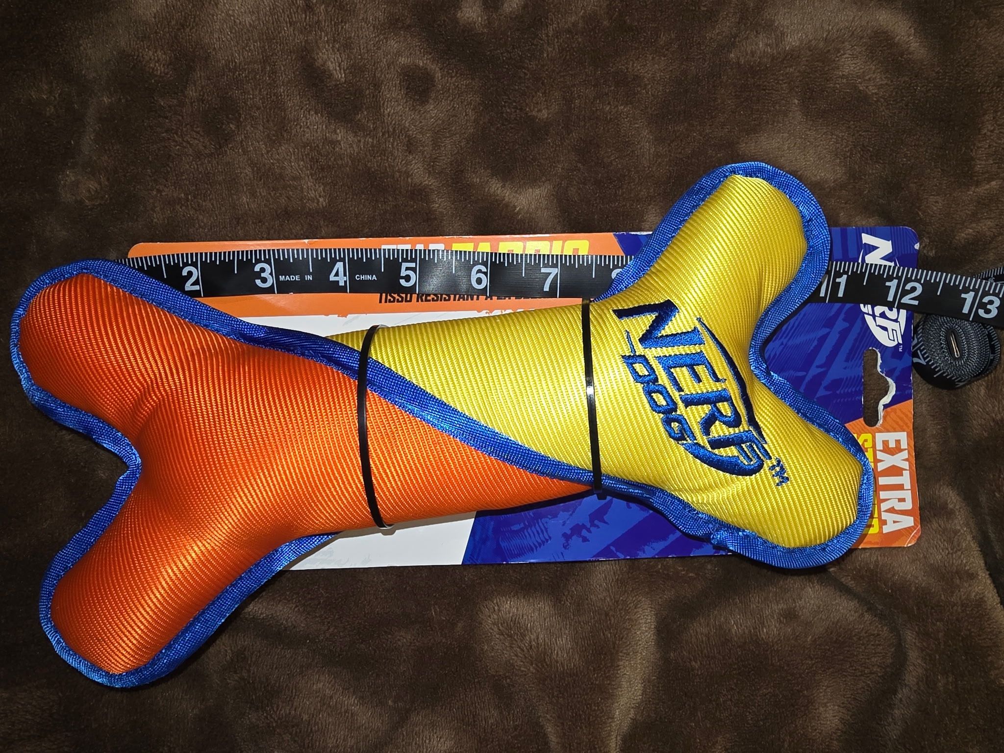 Nerf Dog Vibrant Orange and Blue Extra Stuffed Dog Toy