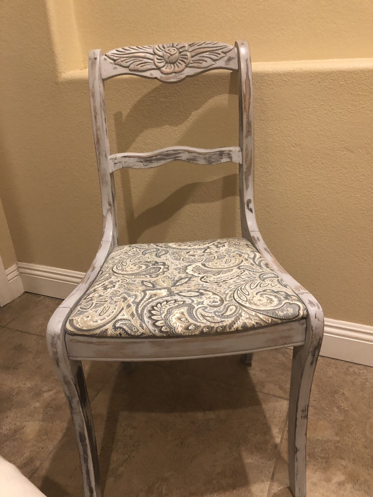 Refinished antique reading table and chairs. Table folds down. Great for a playroom or reading nook!