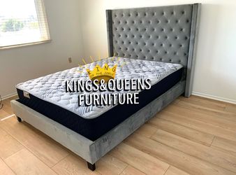 New Queen bed frame with mattress