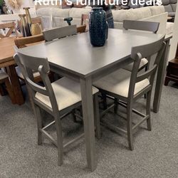 5-Pc Counter Height Set W/ Upholstered Seats
