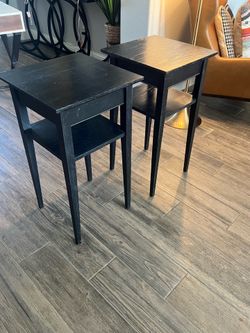 Set of Tall Black Thin Nightstands