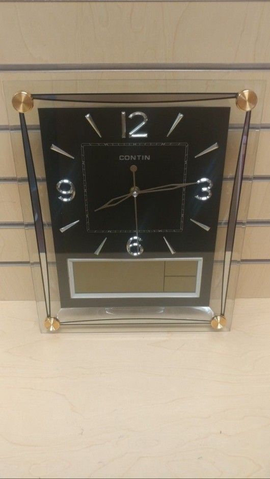 Wall Clock _ Analog & Digital ( NEW ) black & gold