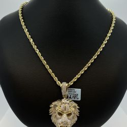 Gold Chain With Diamond Lion Pendant