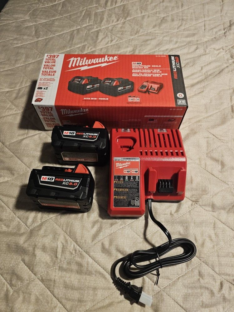 Milwaukee M18 Battery 5.0 Y Charger New 