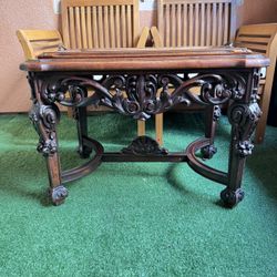 Ornate Carved Wood Glass-Top Display / Coffee Table $150 OBO