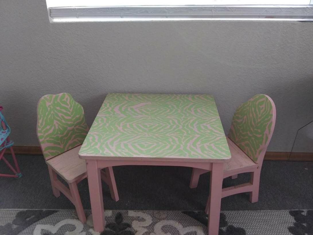 Custom painted kids table and chairs