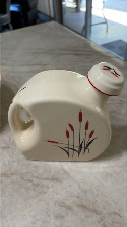 Vintage Ceramic Teapot with Cattail Design