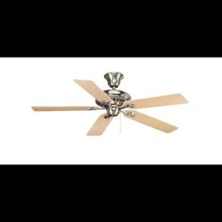 Progress Lighting AirPro 52 in. Brushed Nickel Ceiling Fan, Brown/ White Blades