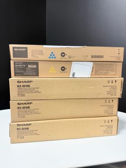 Sharp Toner (Cyan, Yellow) and 3 waste toner containers