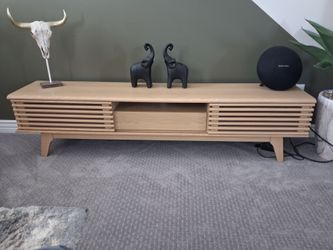 Mid Century Modern slatted wooden media console