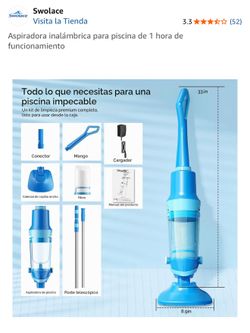 Aspiradora inalámbrica Swolace para piscina - Nueva, kit completo