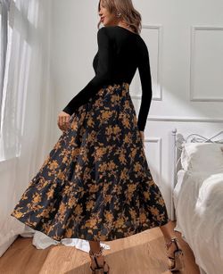 Women's Floral Print Long Sleeve Maxi Dress V Neck Tie Waist A Line Dresses  SheIn Women's Floral Print Long Sleeve Maxi Dress V Neck Tie Waist A  for Sale in Morton Grove,