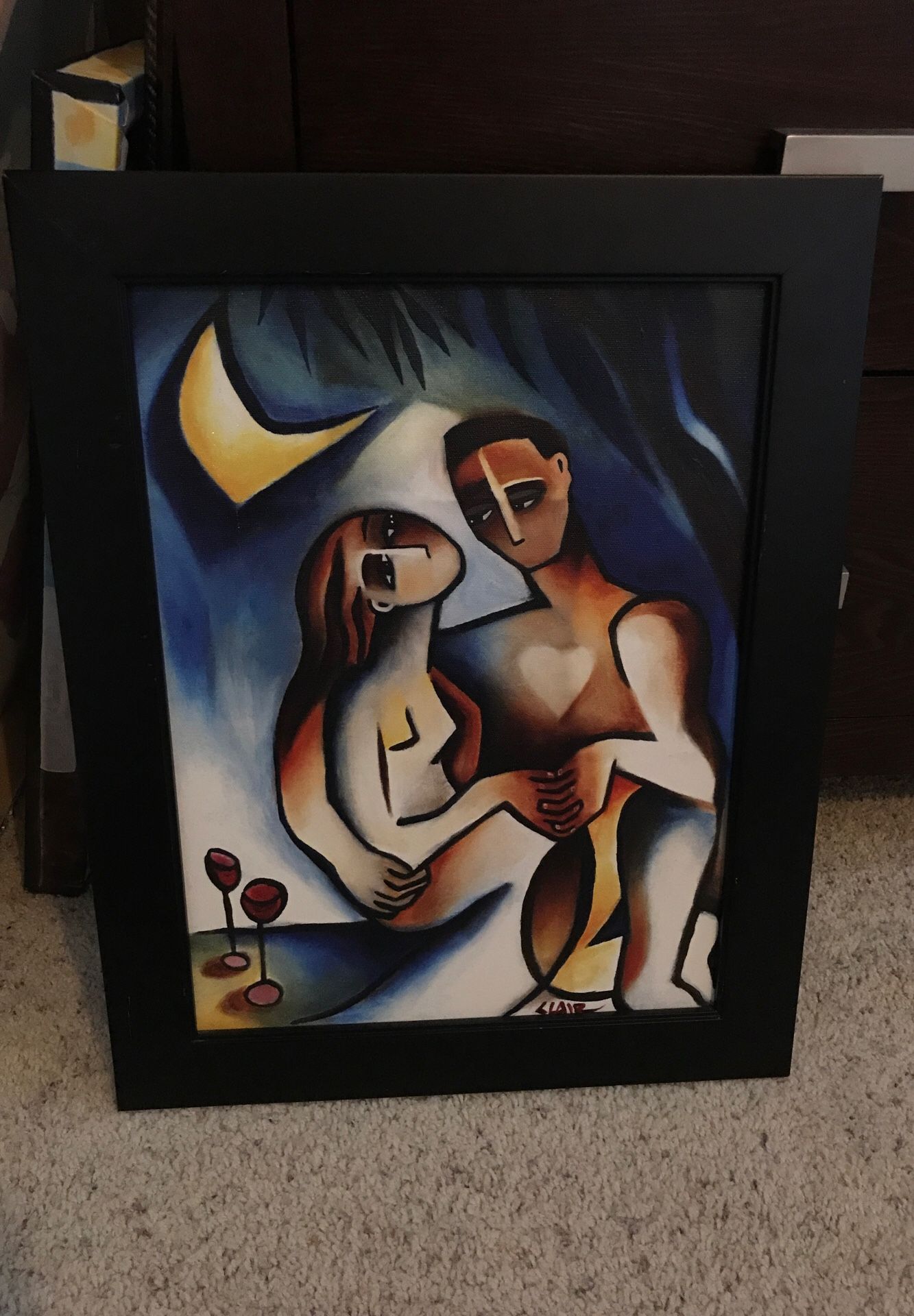 19 inch by 15 inch framed fine art oil painted canvas